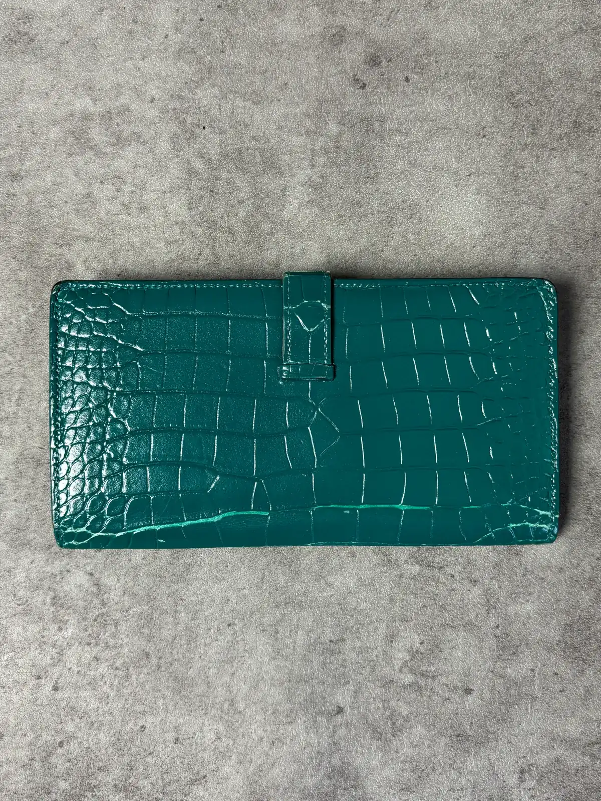 에르메스 베안지갑 그린 악어 타사 재염색 before 4