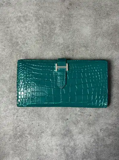 에르메스 베안지갑 그린 악어 타사 재염색